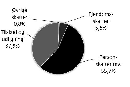 Graf over indtægter i budget 2024